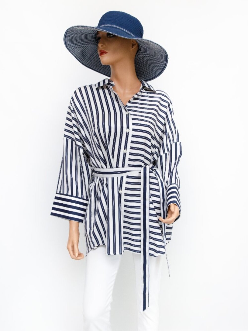 New with Tags Foxcroft Striped Avery Blouse Large